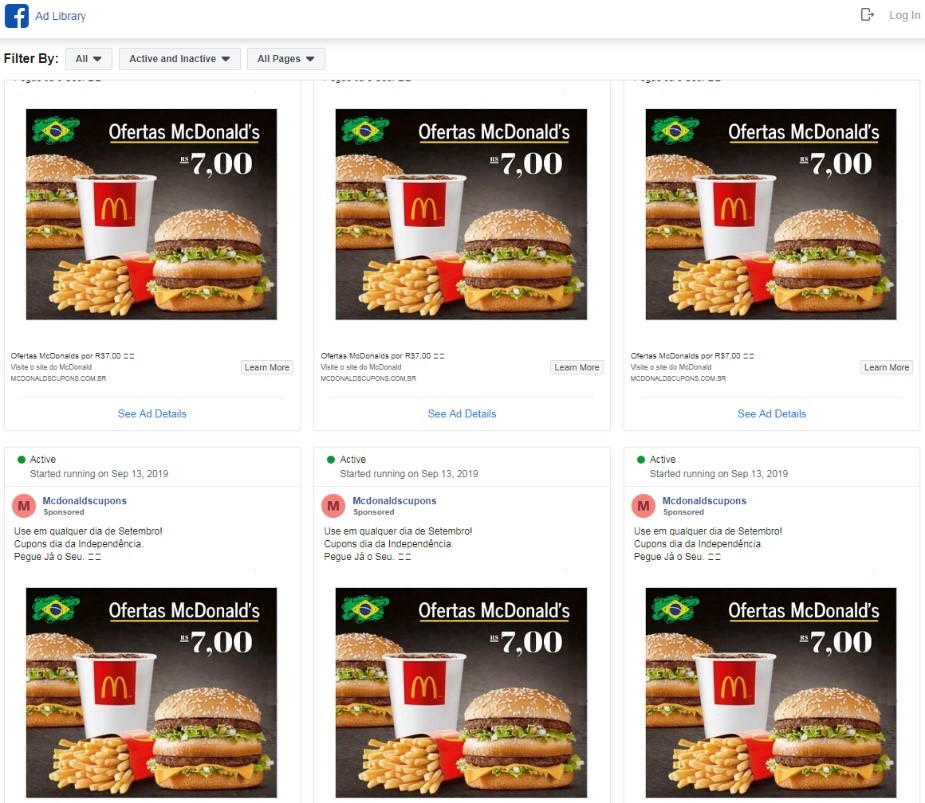 Ukázka podvodných inzerátů z Facebooku.