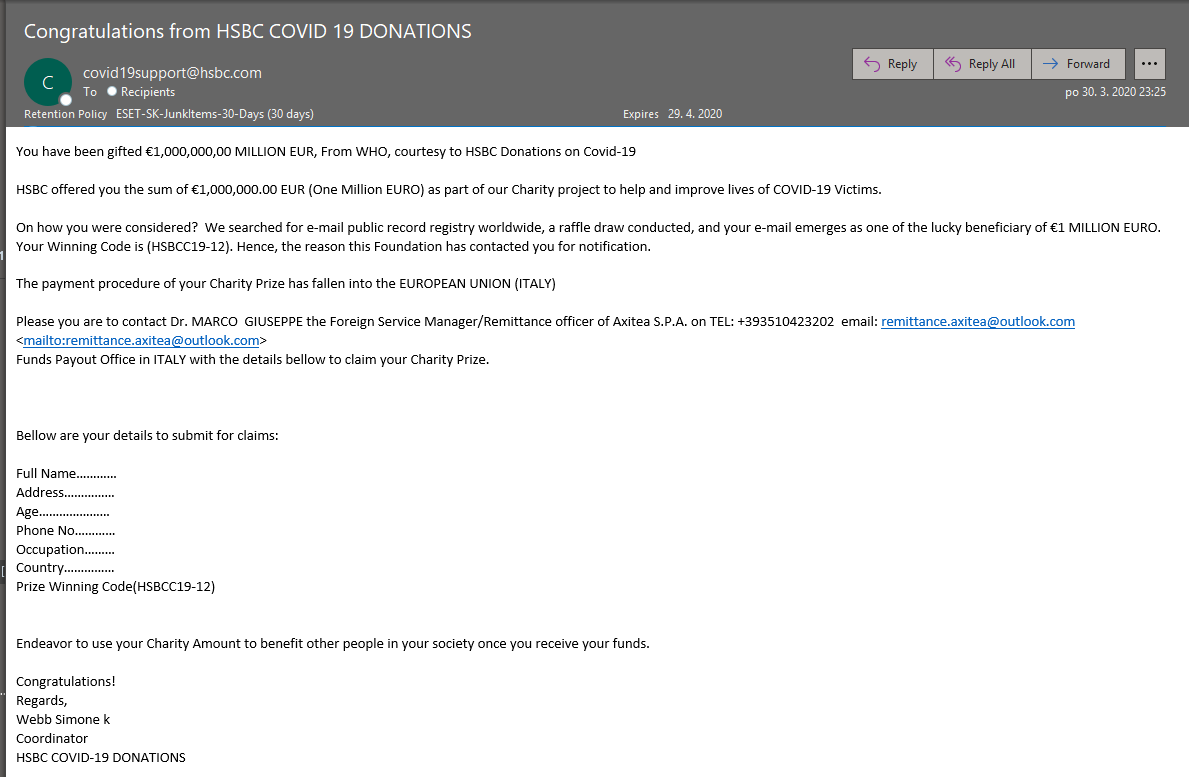 Ukázka pokusu vylákat z vás data.