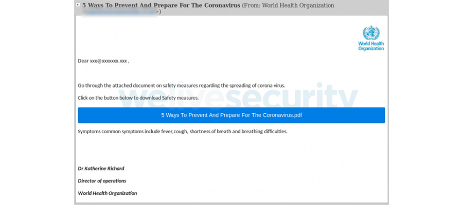 Εικόνα 1. Πλαστό email (ΠΟΥ) Εικόνα 1. Πλαστό email (ΠΟΥ)
