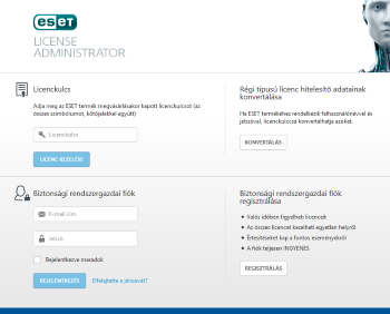 ESET Licenckezelő ESET Licenckezelő kezelőfelület megtekintése nagyban