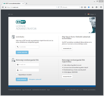ESET License Administrator teljes oldal ESET License Administrator teljes oldal megtekintése nagyban