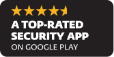 Top rated security app on Google play badge