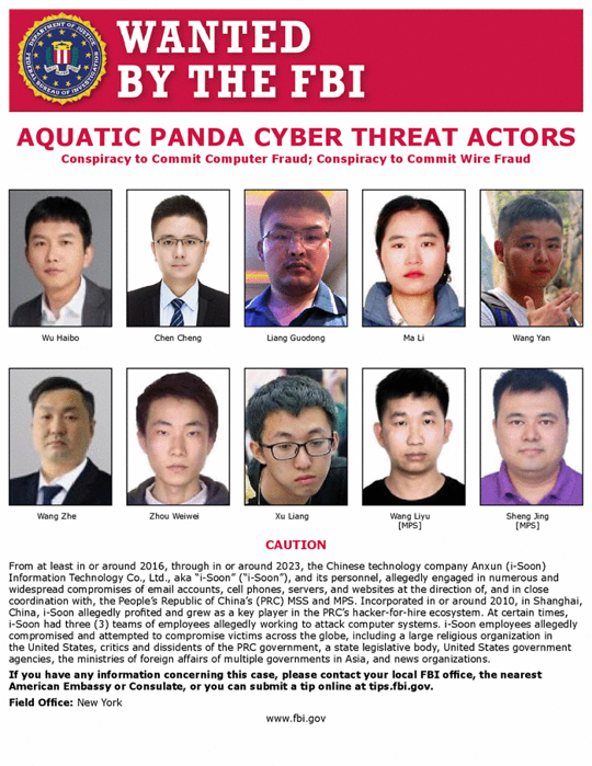 Names of FishMonger / I-SOON members Names of FishMonger / I-SOON members shown on an FBI wanted poster