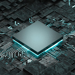 a computer chip on a motherboard