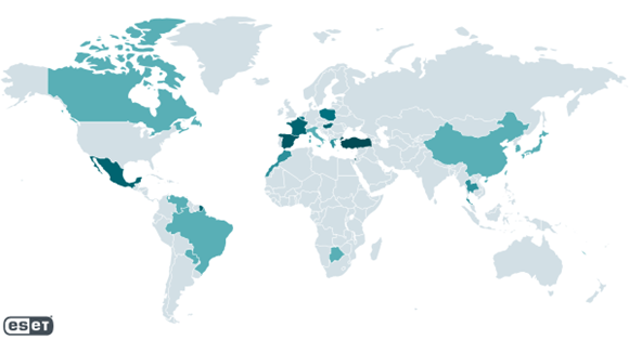 Distribution of Spacecolon victims Distribution of Spacecolon victims in the world