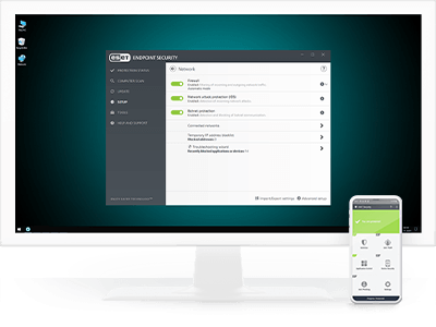 Network setting options screen view in the ESET Endpoint Security.