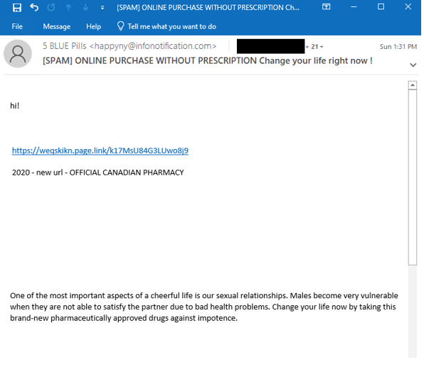 図8. カナダの薬局を装ったスパム