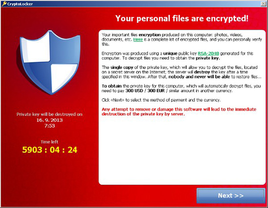 Cryptolocker screenshot