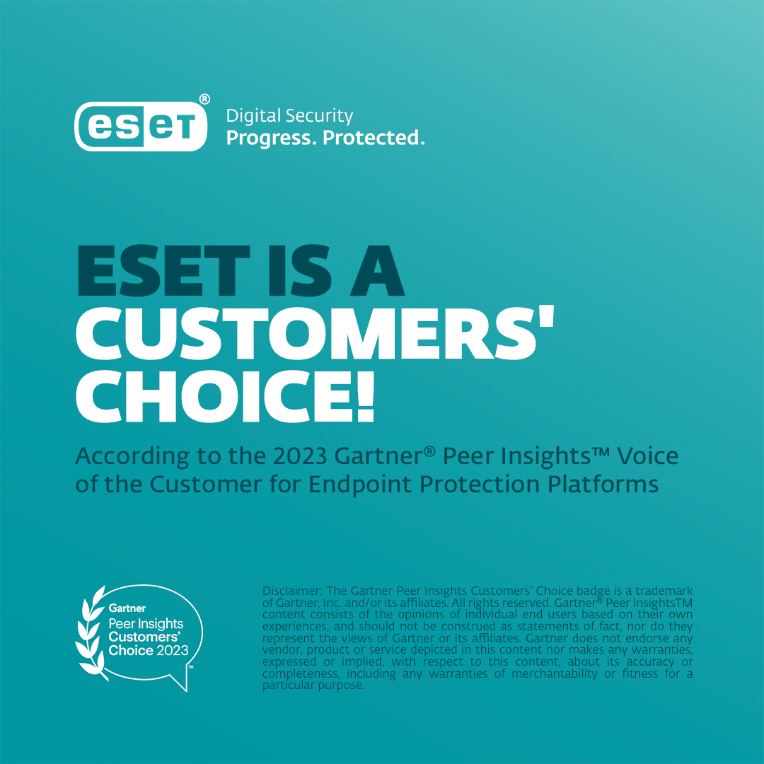 ESET peer-recognised as a Customers’ Choice in the 2023 Gartner® Peer ...