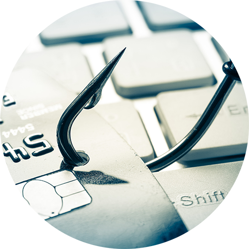Fishing hook on credit card icon