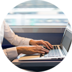 person on computer