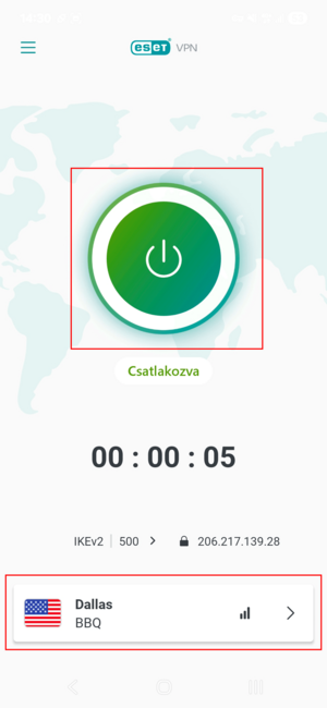 VPN - Lokáció kiválasztása 15. Lokációt a lenti sávra kattintva tud választani.