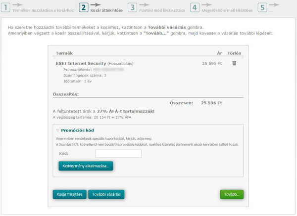5. A promóciós kód megadására és érvényesítésére a kosár áttekintése oldalon lesz lehetősége. 5. A promóciós kód megadására és érvényesítésére a kosár áttekintése oldalon lesz lehetősége.