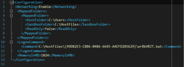 図8. MirrorFaceが使用するWindowsサンドボックス設定ファイルの内容