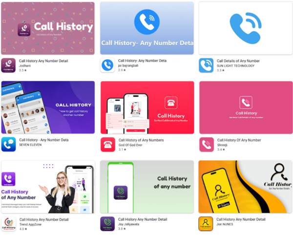 Examples of CallPhantom apps found on Google Play