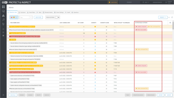 ESET Inspect rules can trigger automated responses