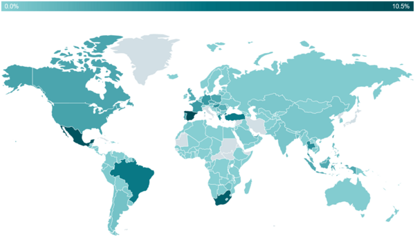図4. 2022年1月～2023年6月までのEmotetの検出数（日本とイタリアを除く）