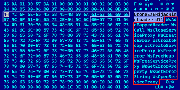 図2. 不審な内部名が付けられ、正規のMicrosoftライブラリ由来のエクスポートが含まれるドロッパー