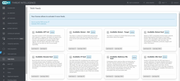 ESEt Threat Intelligence feeds