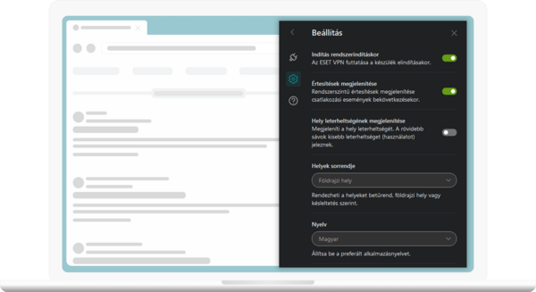 ESET VPN beállítása laptopon