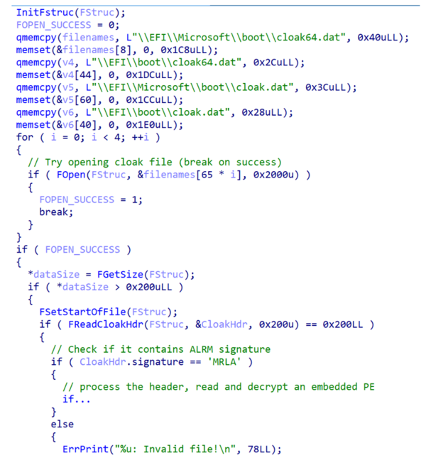 図3. cloak.datファイルをロードする関数をデコンパイルしたコード。