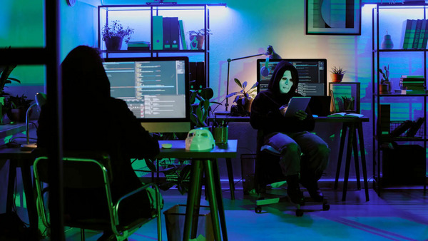 anonymous hacker in office