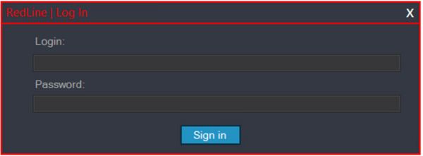 図2. RedLineパネルのログインプロンプト