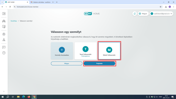 2. Válassza ki egy másik személy profilját, majd kattintson a folytatásra (vagy kattintson a + Személy hozzáadása gombra és töltse ki a nevet, e-mail címet). 2. Válassza ki egy másik személy profilját, majd kattintson a folytatásra (vagy kattintson a + Személy hozzáadása gombra és töltse ki a nevet, e-mail címet).