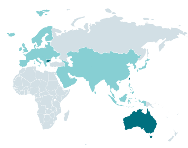 図1.MQsTTangの攻撃を受けている国、攻撃を受けている可能性がある国