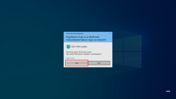 ESET HOME - VPN Installer ablak 7. Az ESET VPN Installer ablakban, kattintson az Igen-re.