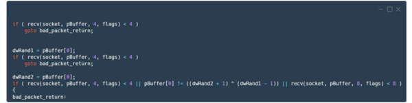図11. 新しく受信したパケットを検証するコード（逆コンパイルしたコード）