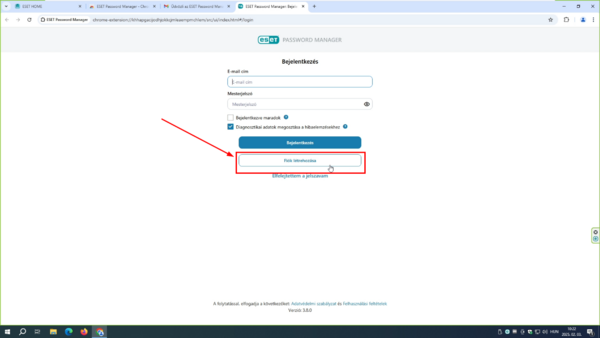 Fiók létrehozása Az új megnyíló ablakban kattintson a Fiók létrehozása gombra.
