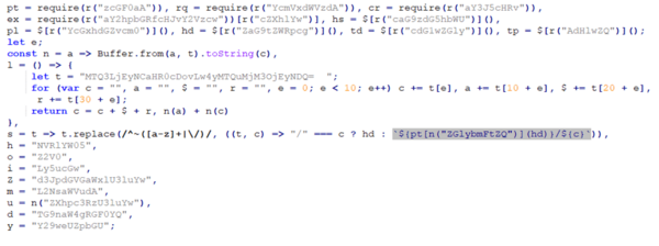 図7. 難読化されたBeaverTailのコード