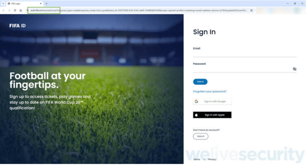 図5. FIFA公式サイトの登録画面