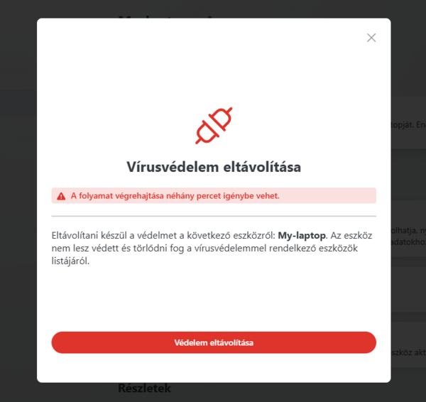 4. A riasztási ablakban kattintson a "Védelem eltávolítása" gombra a művelet megerősítéséhez. A leválasztás eltarthat 1-2 percig.