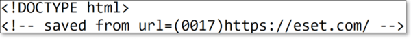 図 10. インターネットからダウンロードしたHTMLファイルにブラウザによって自動的に追加されるMOTW