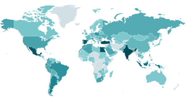 Distribution of Amadey – detection heatmap (2025-present) Distribution of Amadey – detection heatmap (2025-present)