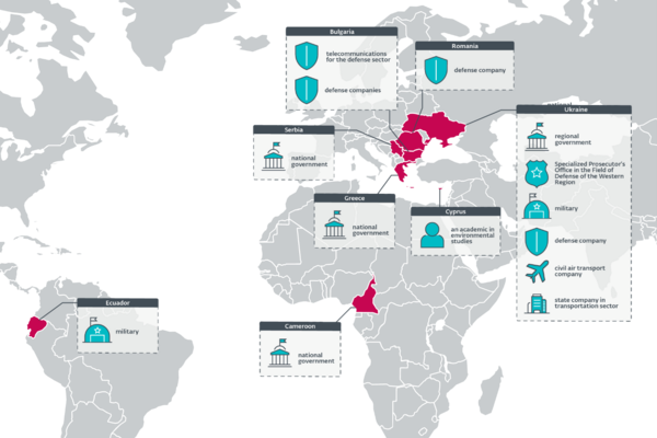 Map of operation RoundPress targets, according to ESET telemetry