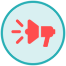 Kibertámadás esetén a hatóságok értesítésére felszólító ikon, ami egy hangosbeszélőt ábrázol