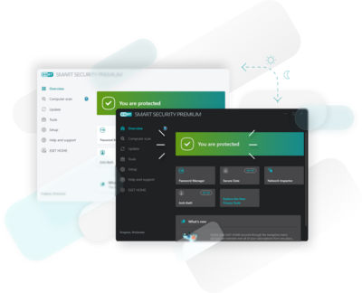 Graphic representing ESET's protection plans, showcasing various cybersecurity solutions tailored for home users.