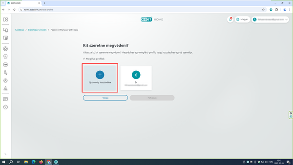 Új profil Hozzon létre egy új profilt.