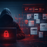 המחשה של מתקפת כופרה עם דליפת מידע, האקר בסביבת שרתים ומסמכים גנובים ברקע