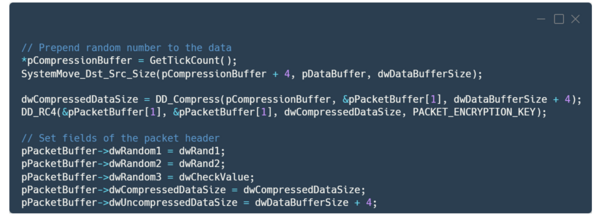図12. コントローラに送信する新しいパケットを作成するコード（逆コンパイルしたコード）