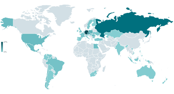 Map of the geographical distribution of NGate attacks from January 2025 to February 2026