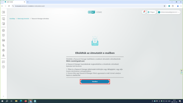 Rendben értesítés A következő értesítés fogadja, kattintson a Rendben gombra.