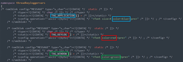 図6. ログの色の定義が含まれるXagentのソースコード(2015年)