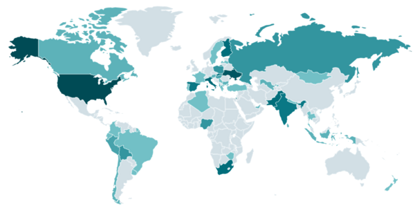 図1. DeceptiveDevelopmentのさまざまな被害者のヒートマップ